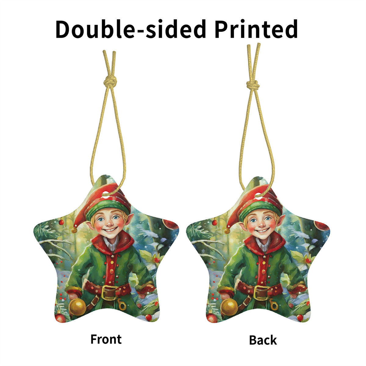 Elf Ceramic Star Shape Christmas Ornament