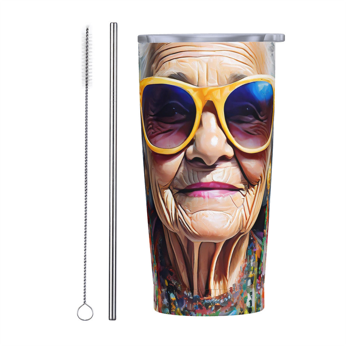 Golden Girl 20oz Stainless Steel Straw Lid Cup