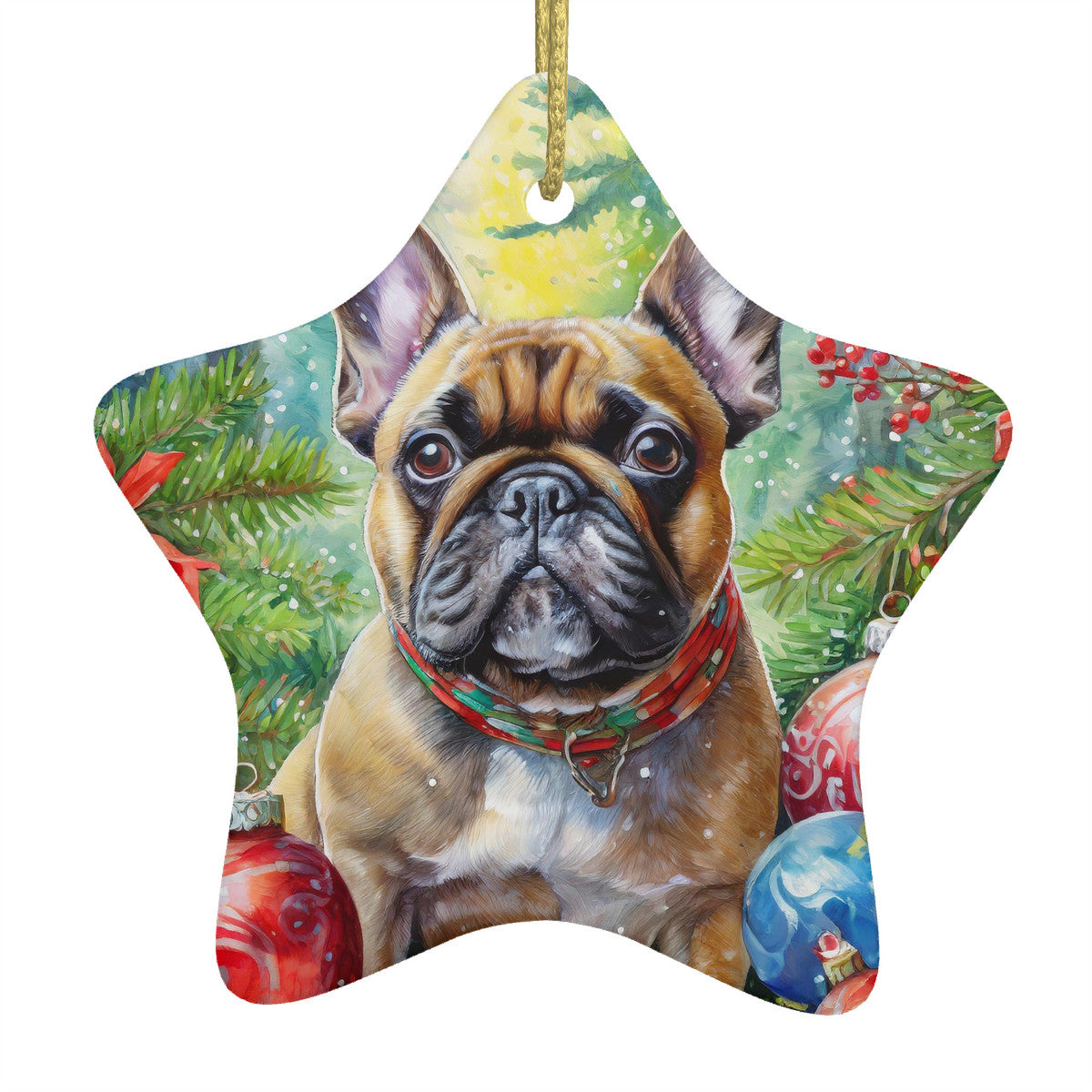 American Bulldog Ceramic Star Shape Christmas Ornament