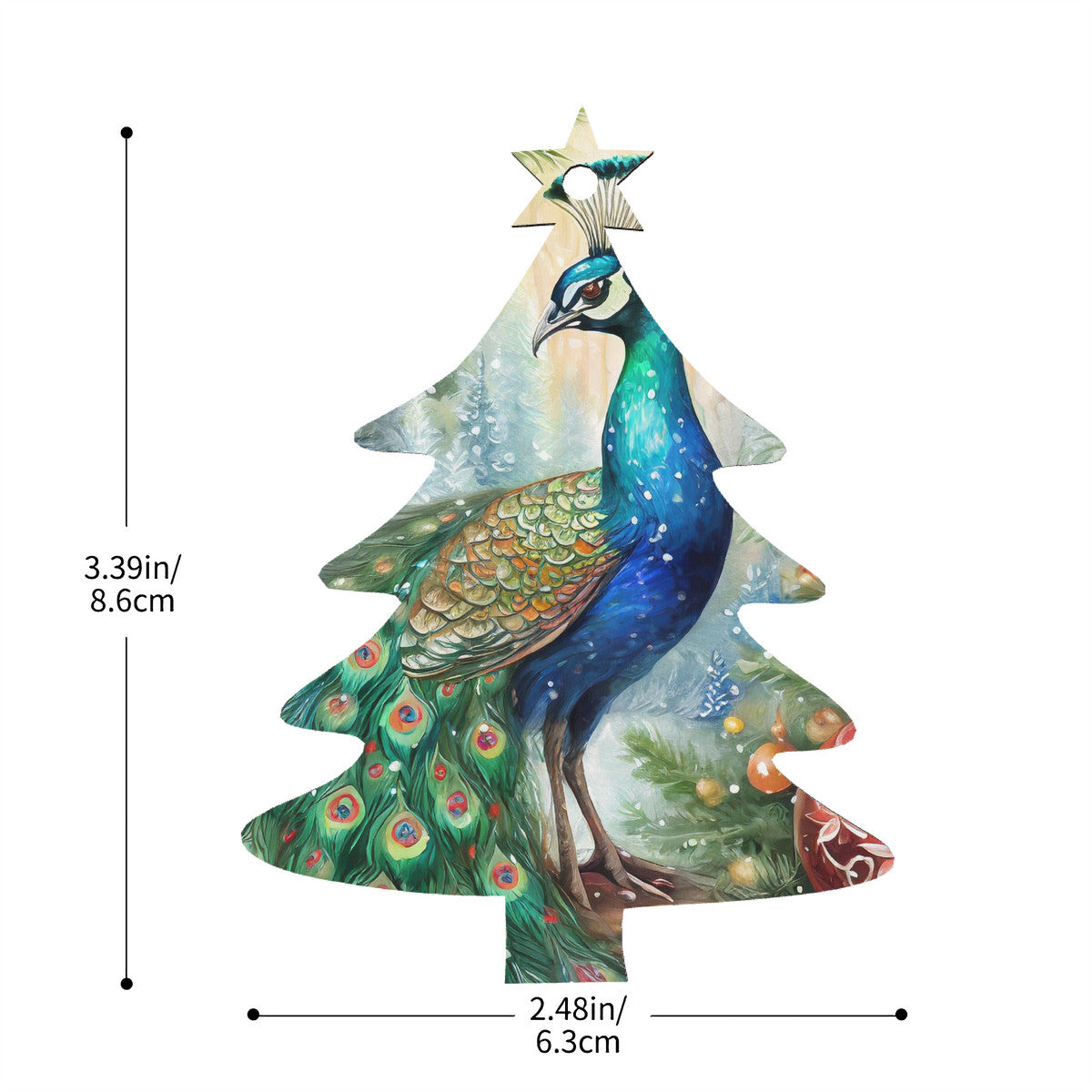 Peacock Wooden Christmas Tree Hanging Ornament