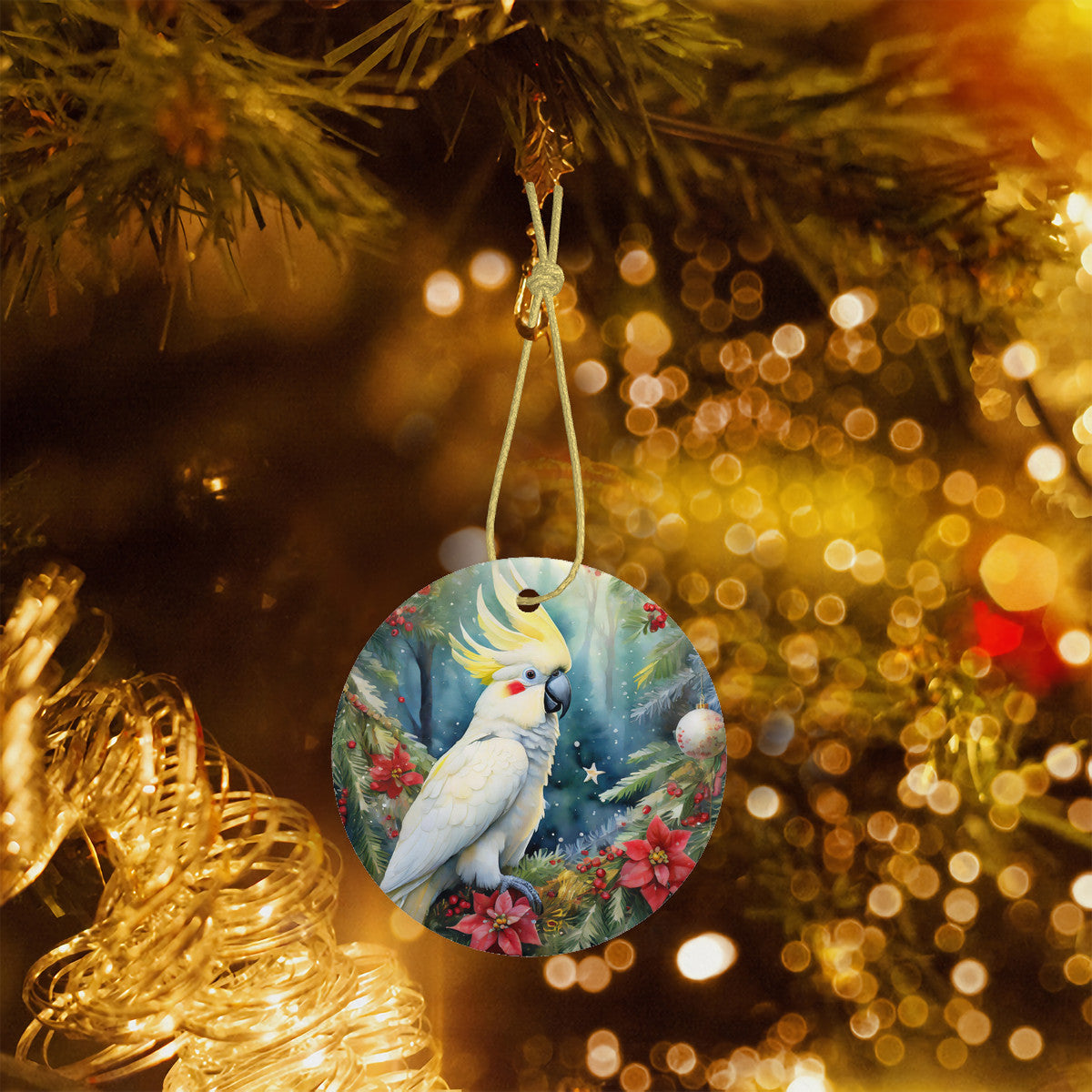 Cockatoo Ceramic Christmas Ornament