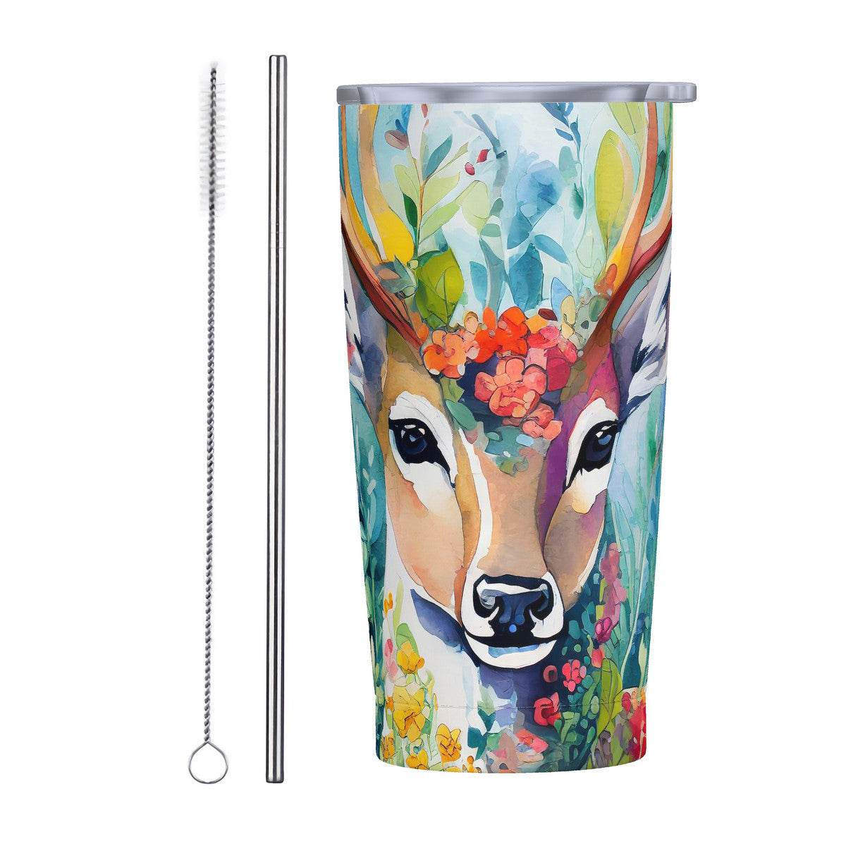 Woodland Deer 20oz Stainless Steel Straw Lid Cup