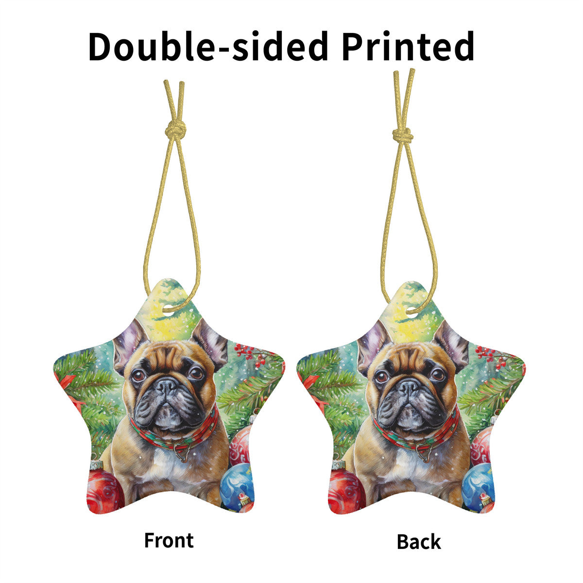 American Bulldog Ceramic Star Shape Christmas Ornament