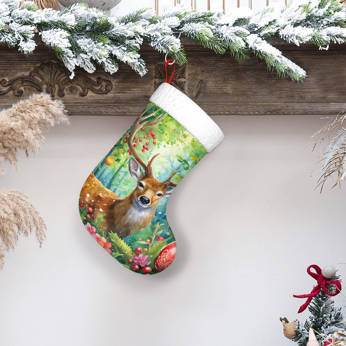 Woodland Deer & Peacock Christmas stockings