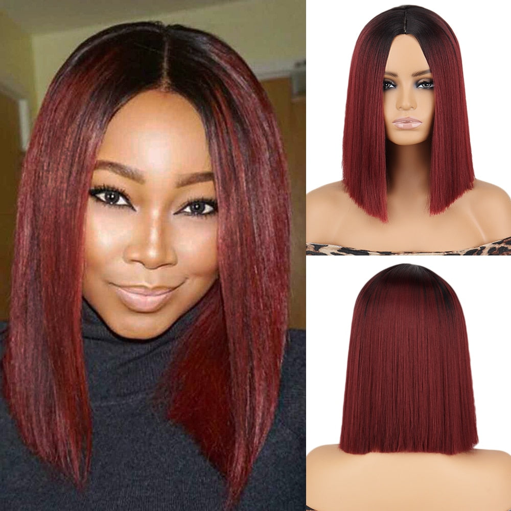 Short Straight Wigs with Bangs