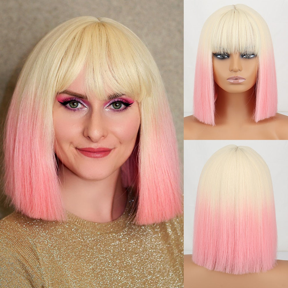 Short Straight Wigs with Bangs