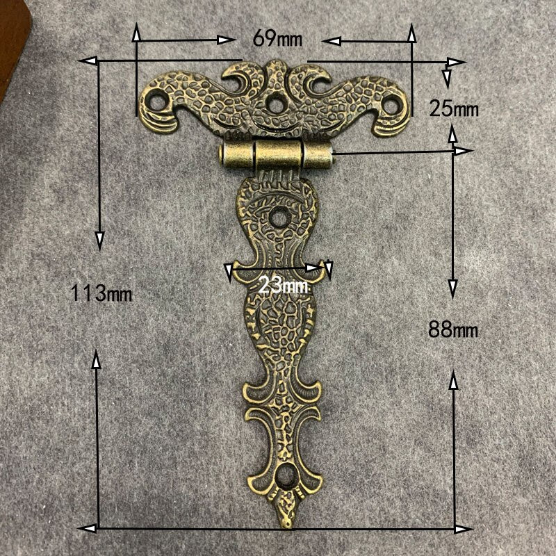 Two Cabinet Door Vintage Brass Plated Large Butt Hinges Te-he-he