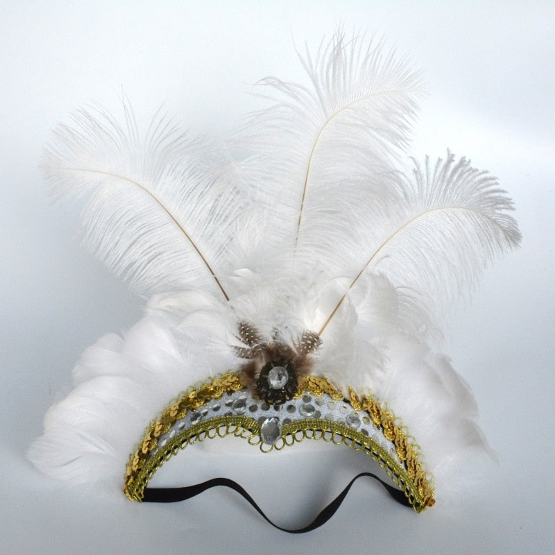 LED Light Carnival Feather Headband Mardi Gras Costume