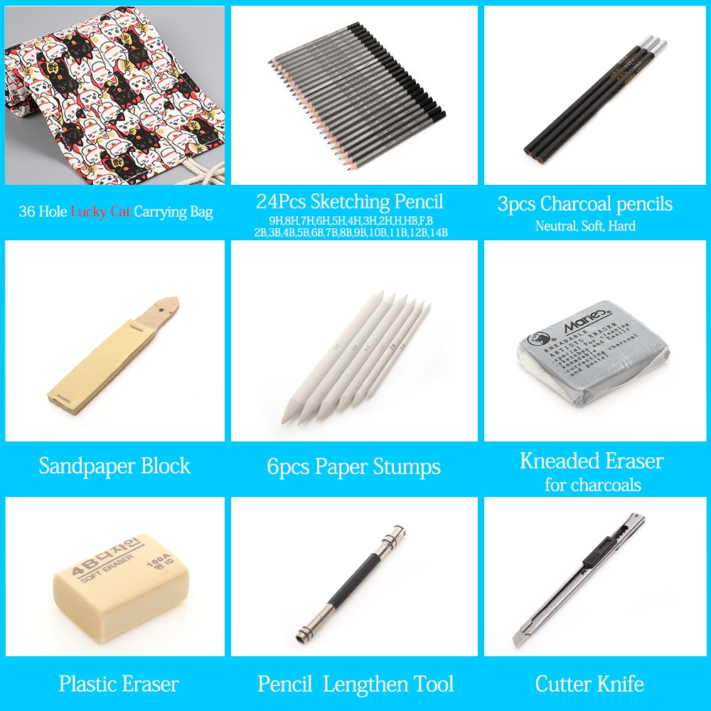 27/39pcs Professional Sketch Tool and Pencil Kits