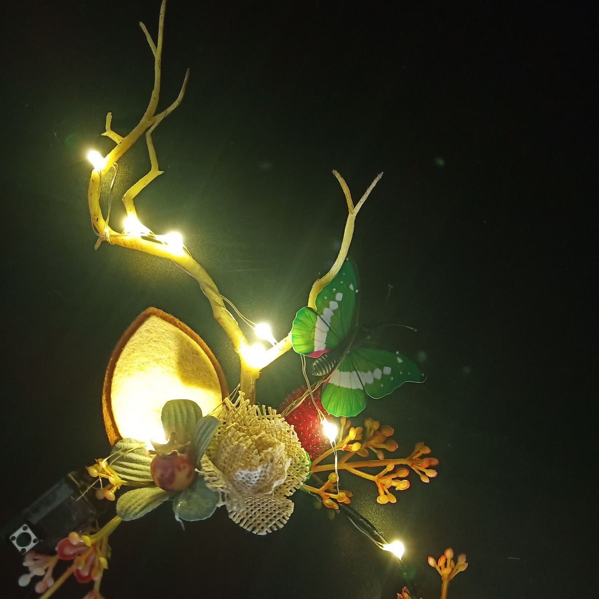 LED Reindeer Antlers Headband Patronous Deer Ear Flower Crown