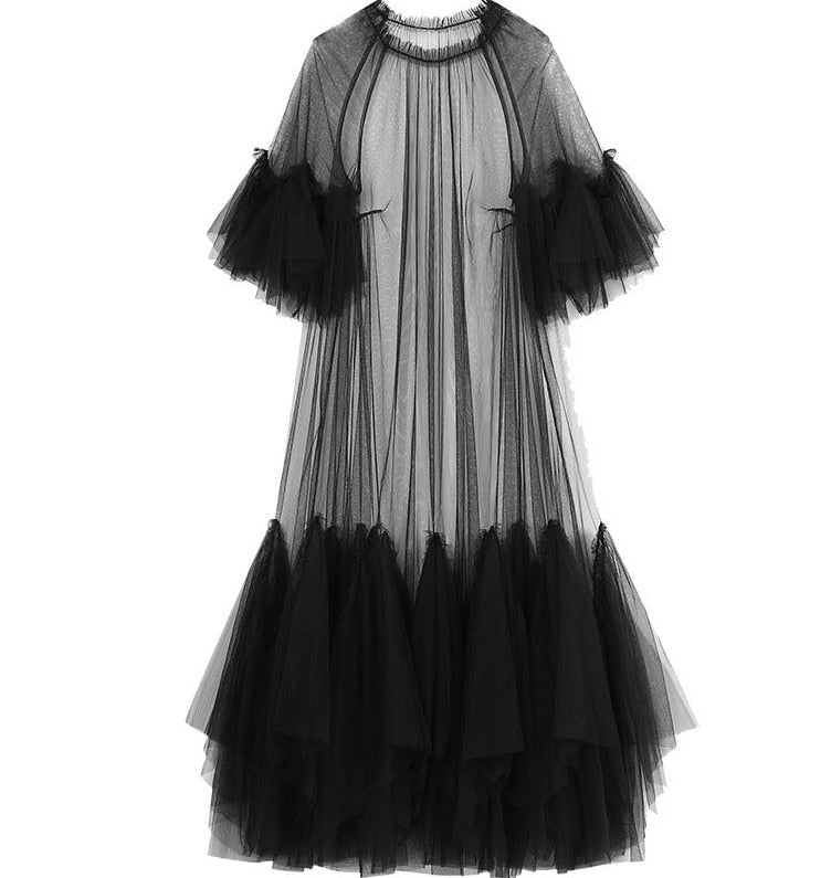 Lydia Tulle Spliced Ruffles Dresses
