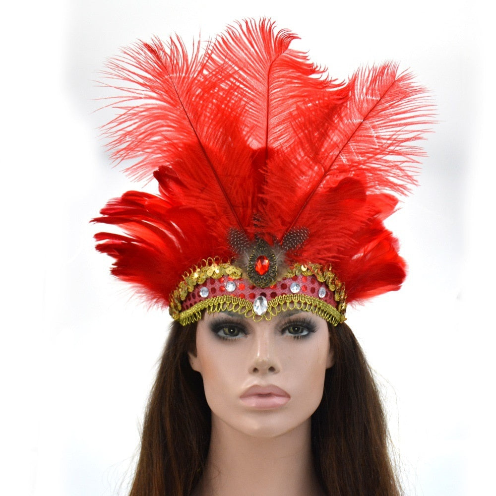 LED Light Carnival Feather Headband Mardi Gras Costume
