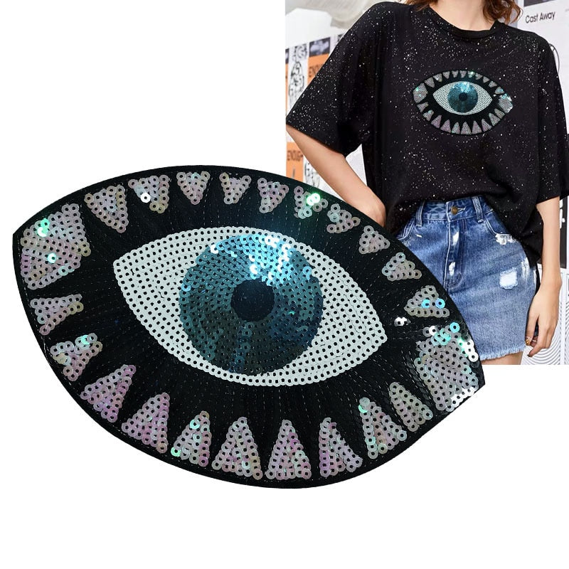 Evil Eye Iron On Sequin Patches