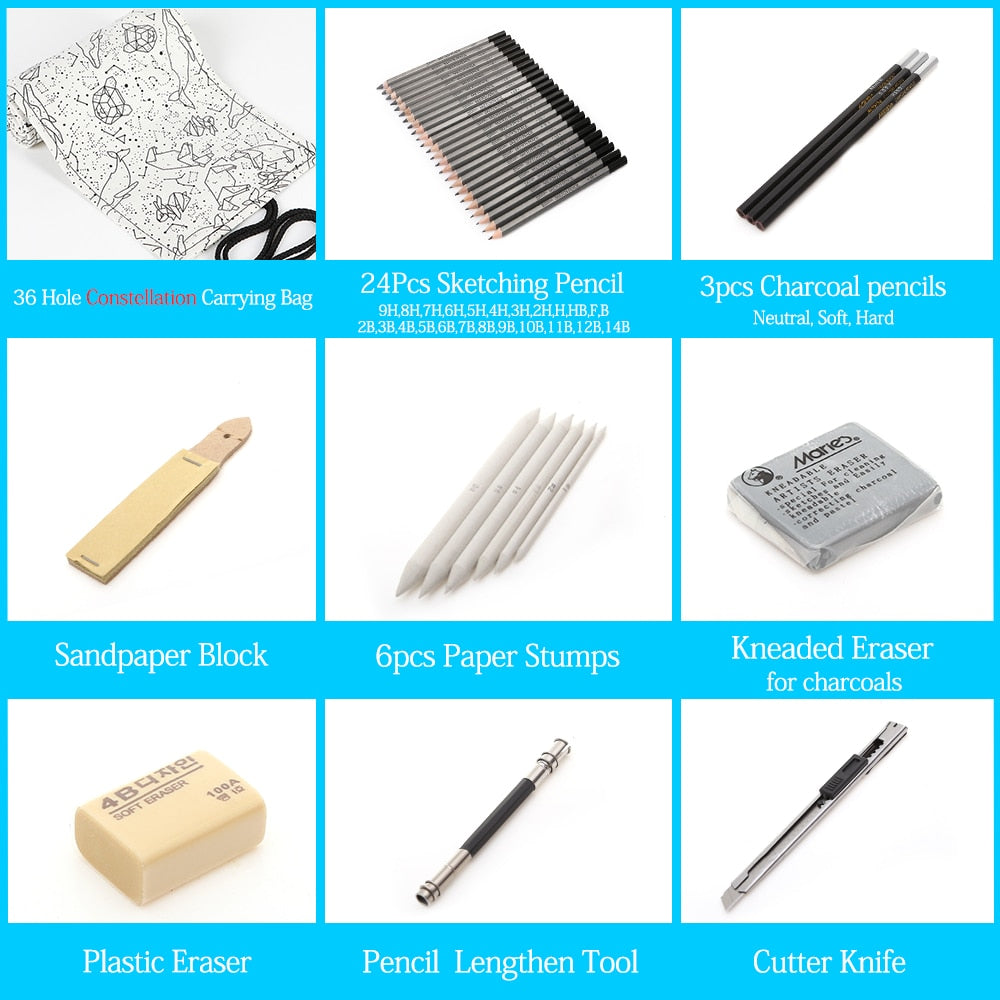 27/39pcs Professional Sketch Tool and Pencil Kits