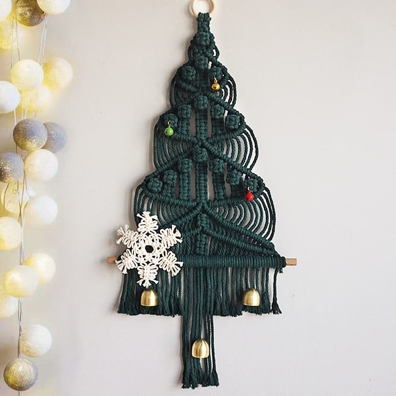 Handwoven Boho Macrame Christmas Tree Wall Hanging
