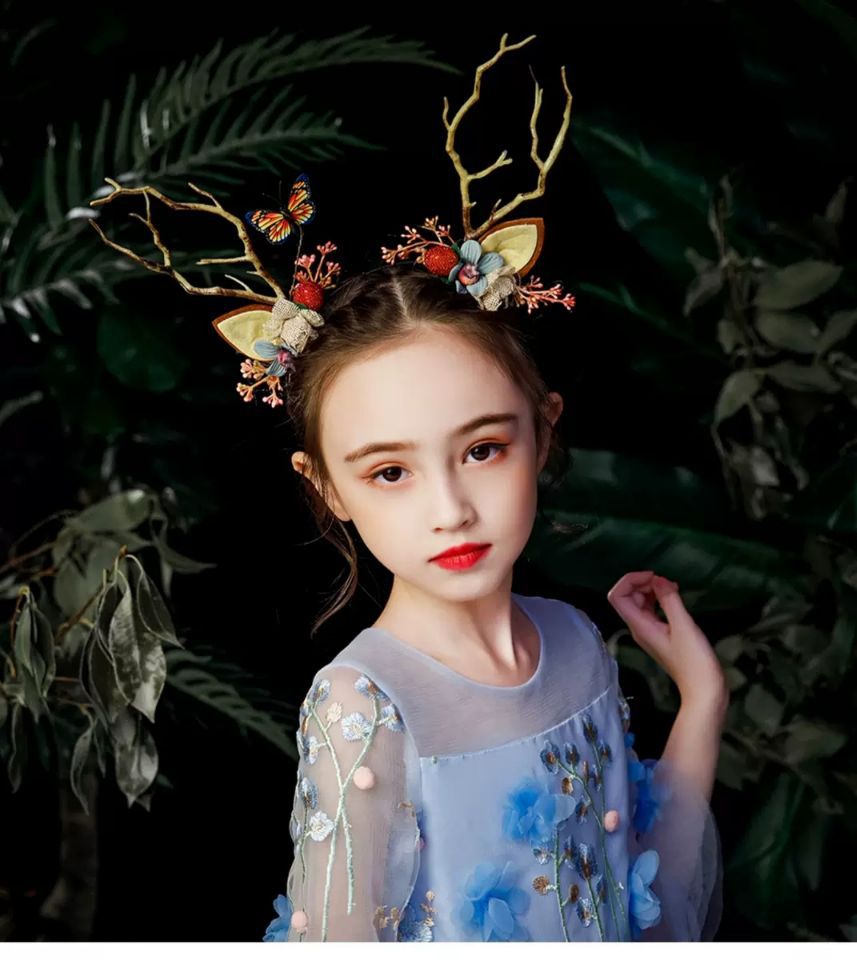 LED Reindeer Antlers Headband Patronous Deer Ear Flower Crown