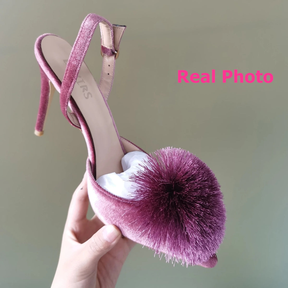 Pom Pom Slingback Stiletto Shoes