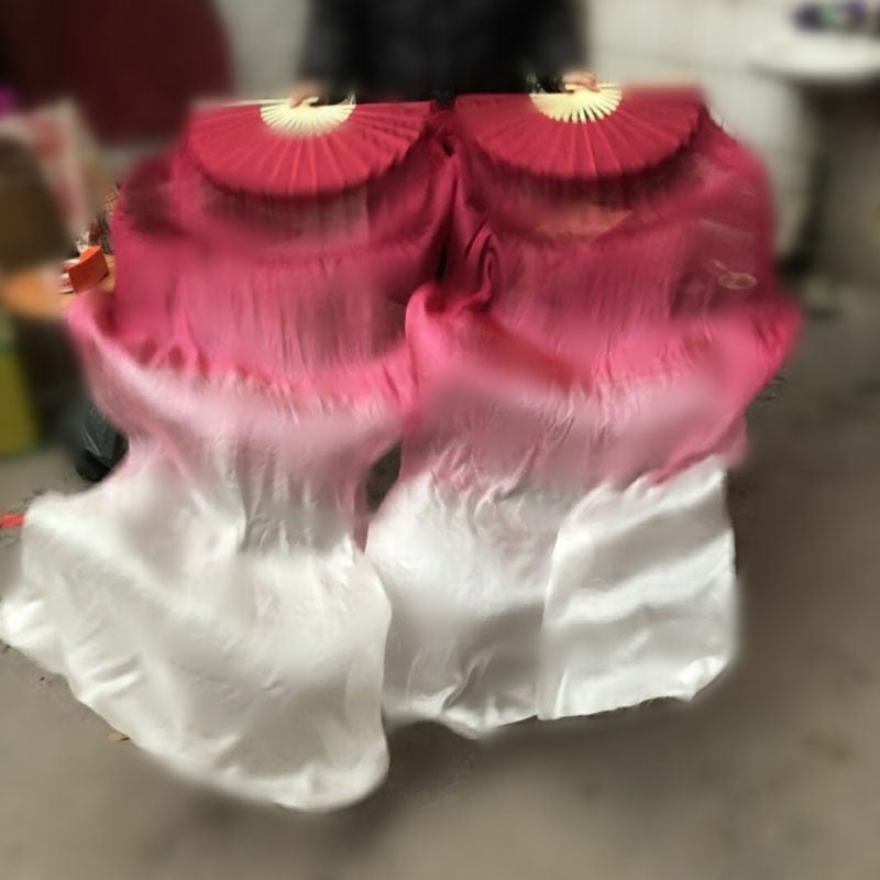 1Pair 100% Real Silk Dance Fan Gradient Stage Dance Silk Fans