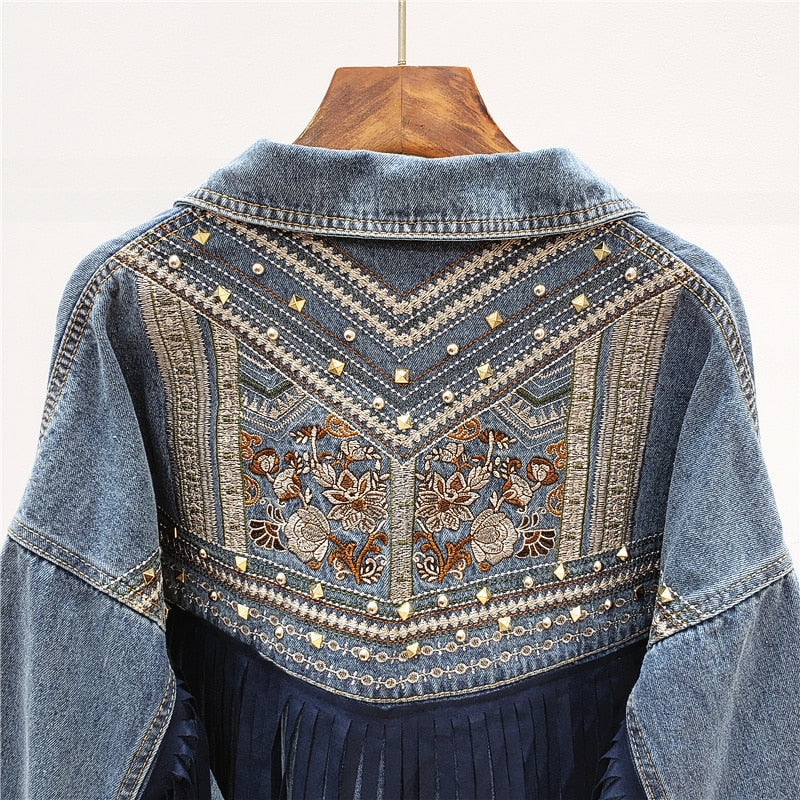 Florence Embroidered Tassel Denim Jacket