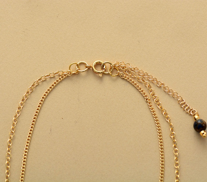Blue Lapis Lazuli Two Strand Pendant Necklace