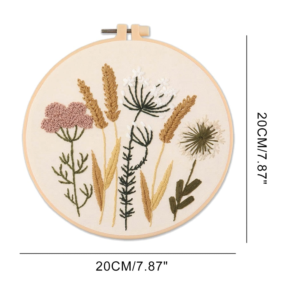 Meadow Flowers Embroidery Starter Kit With Pattern and Instructions and Hoop