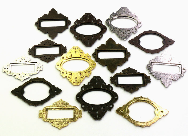 5pcs Antique Medicine Drawer Cabinet Label Frame Card Holders