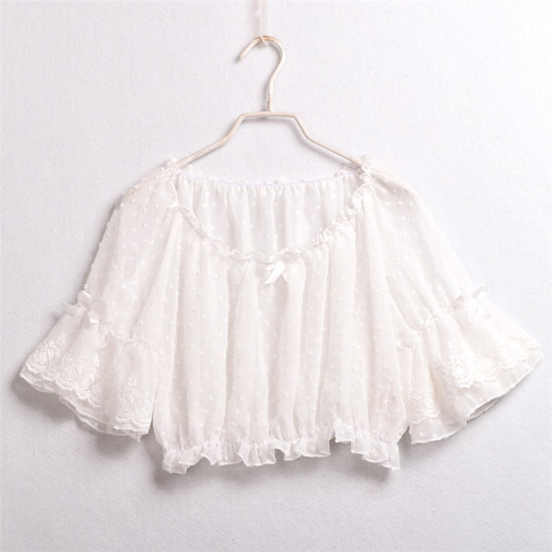 Polka Dots & Frills Mesh Blouse