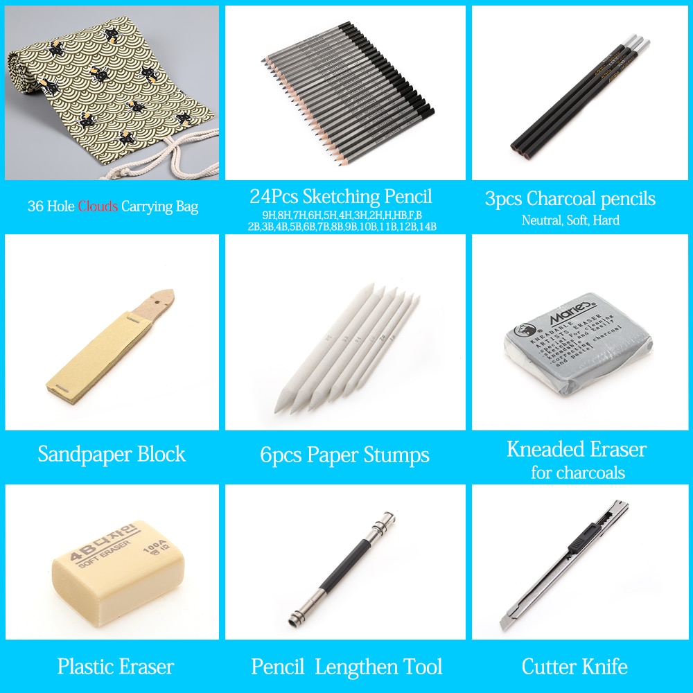 27/39pcs Professional Sketch Tool and Pencil Kits