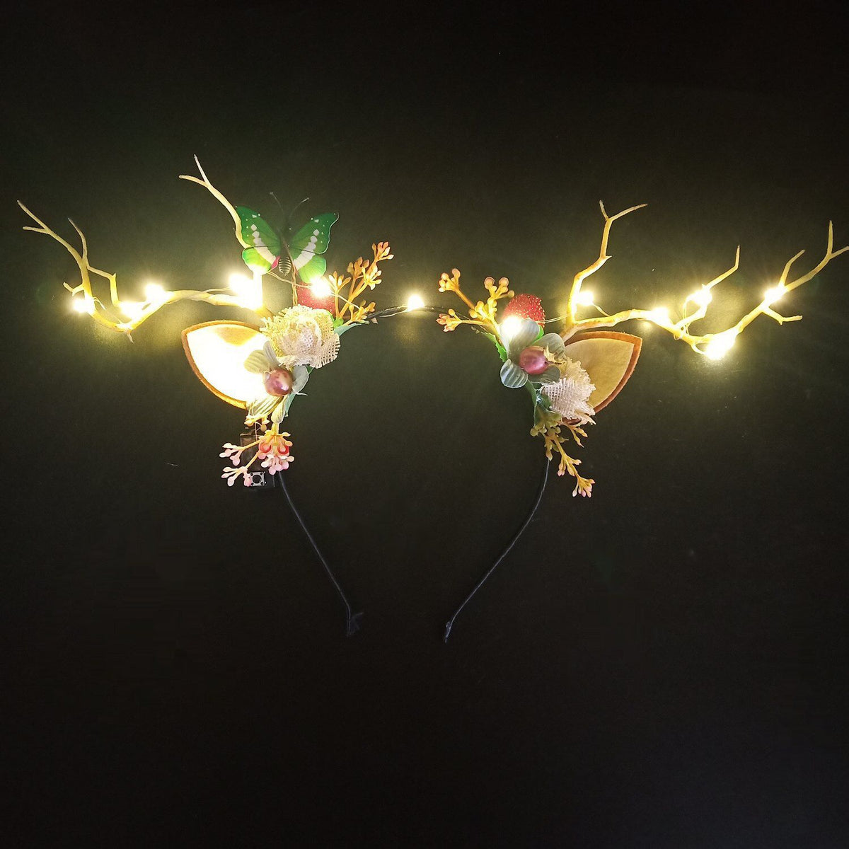 LED Reindeer Antlers Headband Patronous Deer Ear Flower Crown