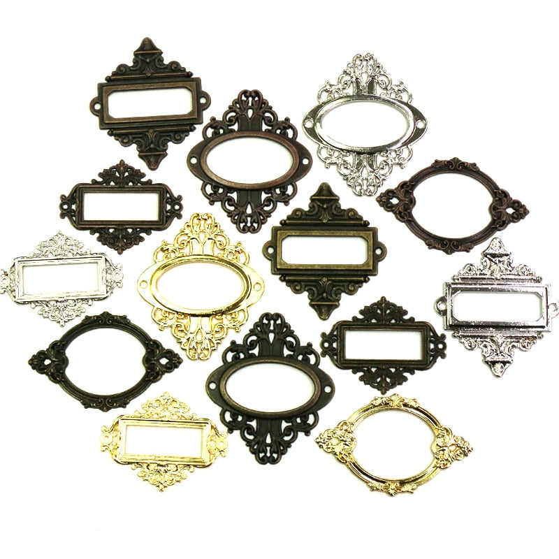 5pcs Antique Medicine Drawer Cabinet Label Frame Card Holders