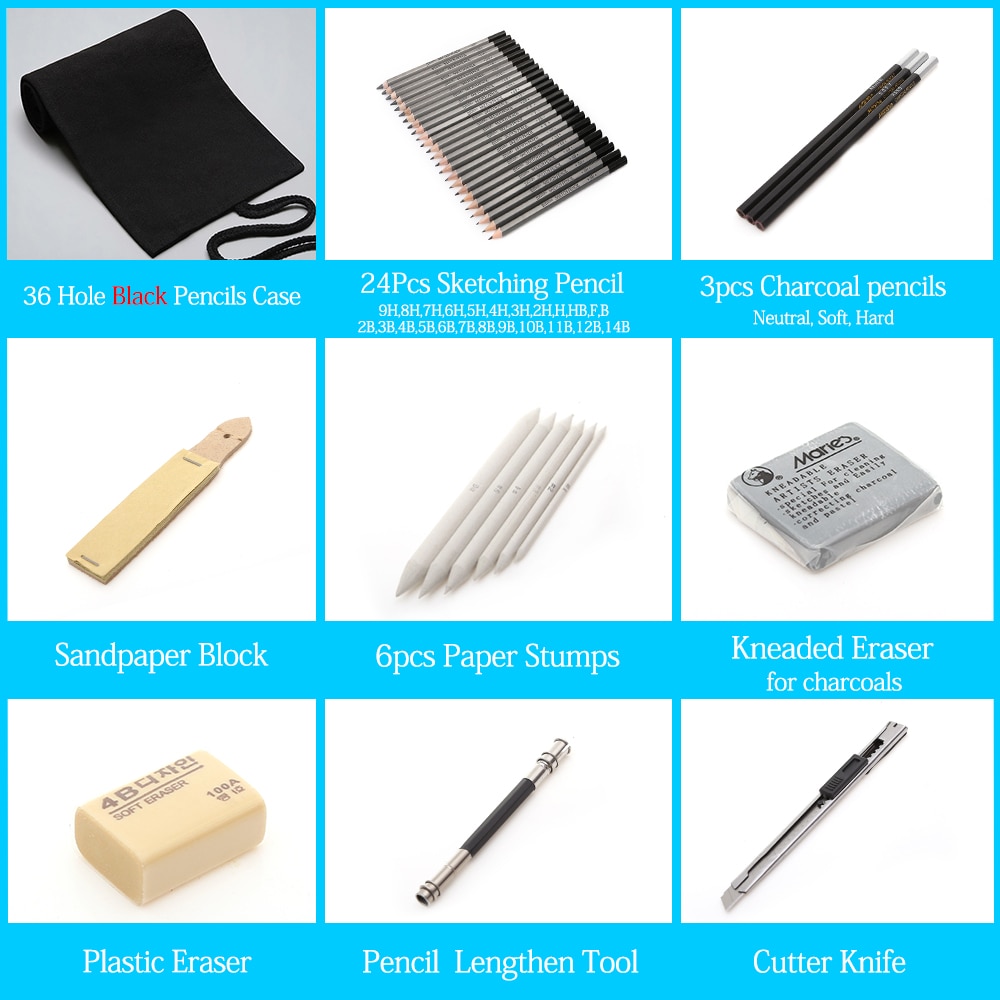 27/39pcs Professional Sketch Tool and Pencil Kits