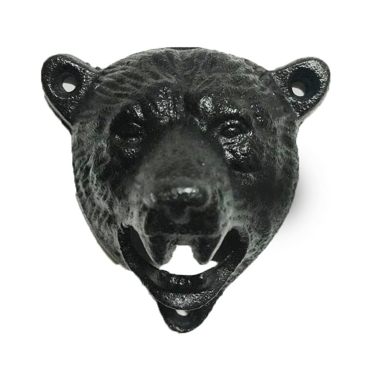Black Bear Cast Iron Beer Opener Wall Mounted