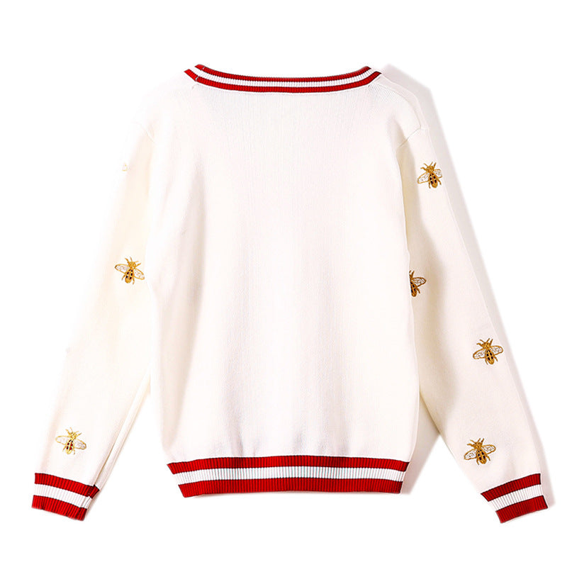 Preppy Bee Embroidered Cardigan