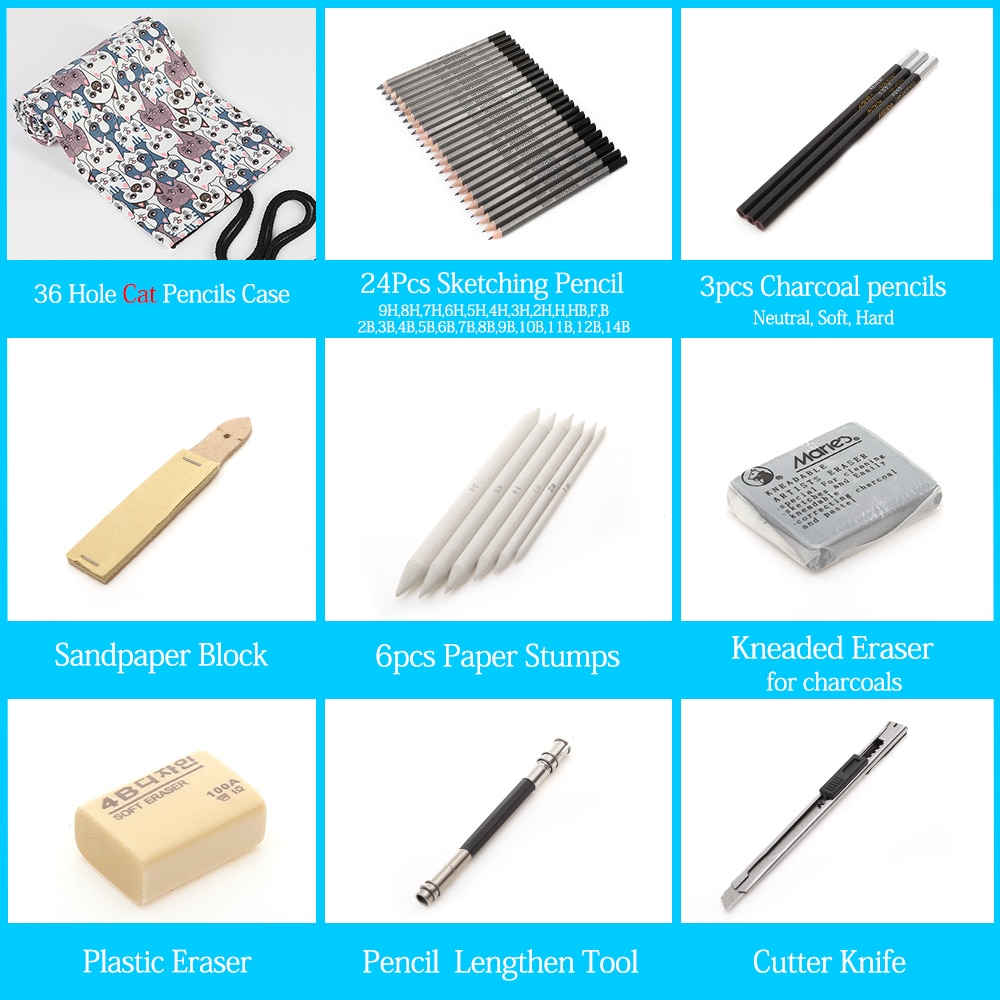 27/39pcs Professional Sketch Tool and Pencil Kits