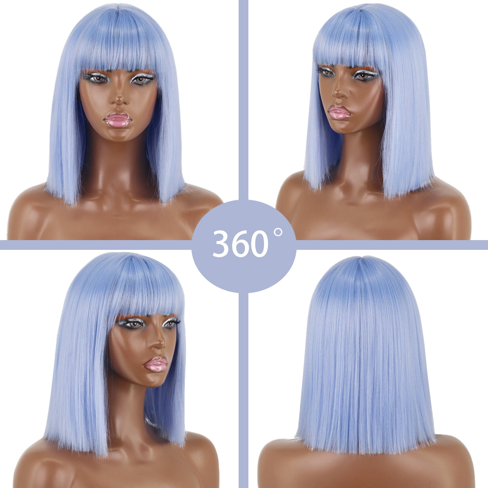 Short Straight Wigs with Bangs