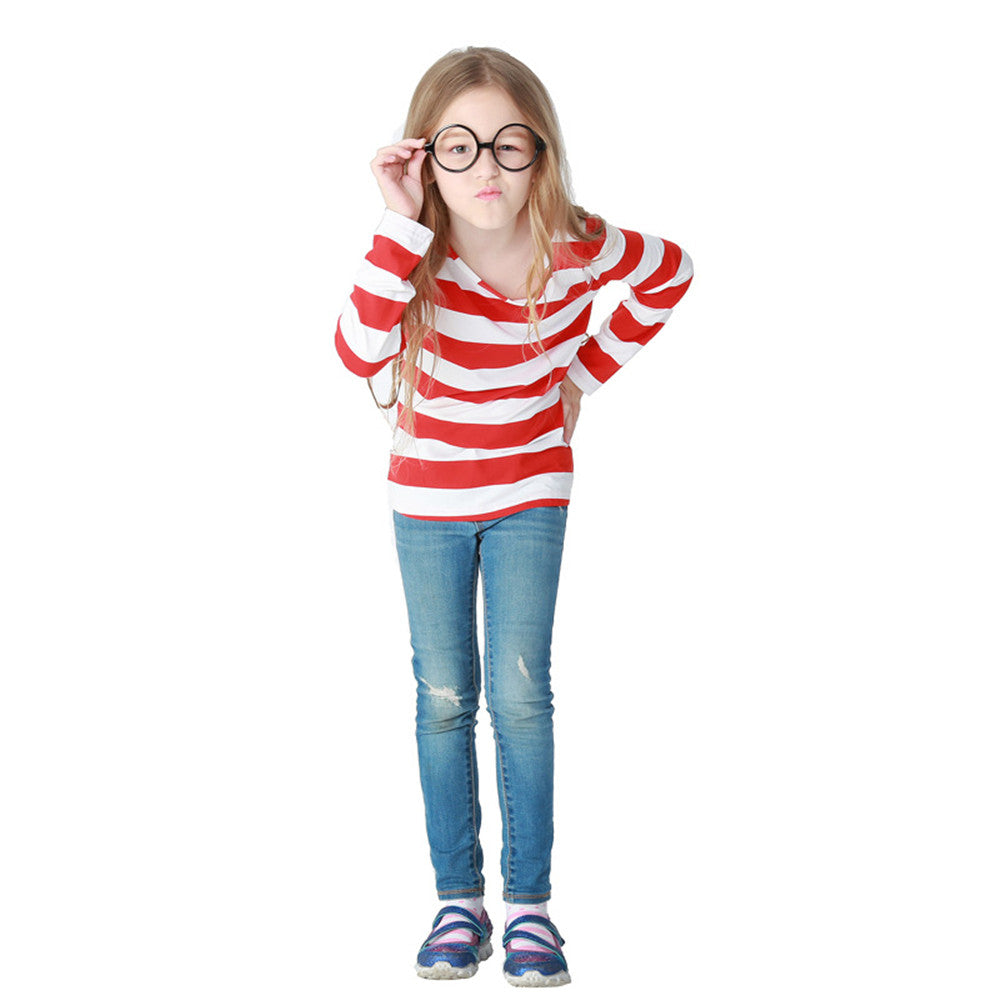 Where's Wally Costume Book Week Outfit Stripe Shirt Hat Glasses