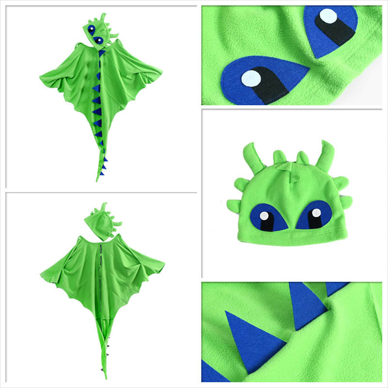 Toothless Dragon Costume Warm Fleece Cloak and Hat