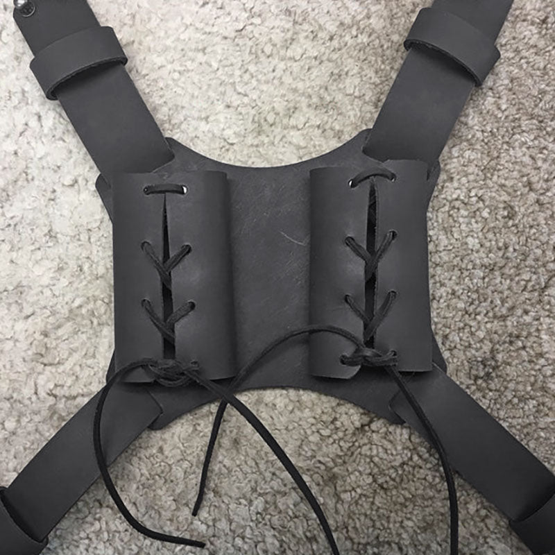 Dual Scabbard Longsword Leather Holder Medieval Vertical Double Back Sword Sheath Katana Ninja Samurai Larp Props Costume