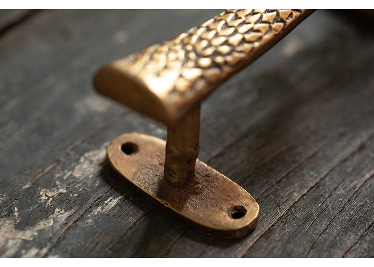 Parrot in a Tree Brass Door Pull Handmade Hardware