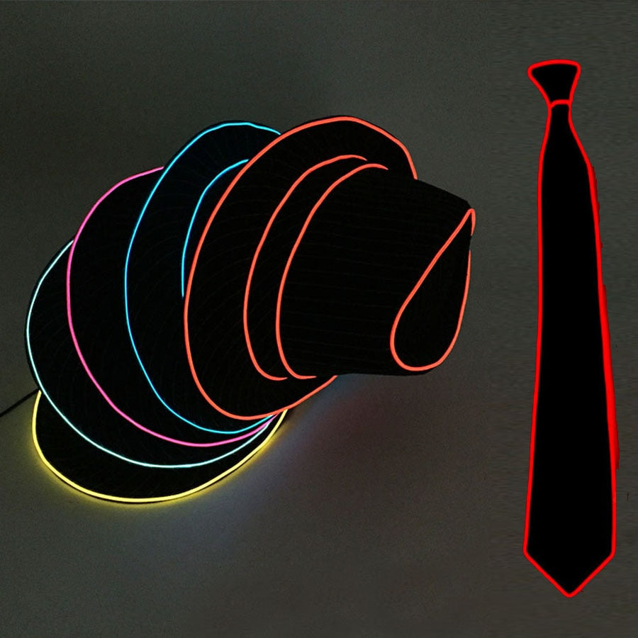 LED Light Up Jazz Hat and Ties Glow Neon Party Costumes