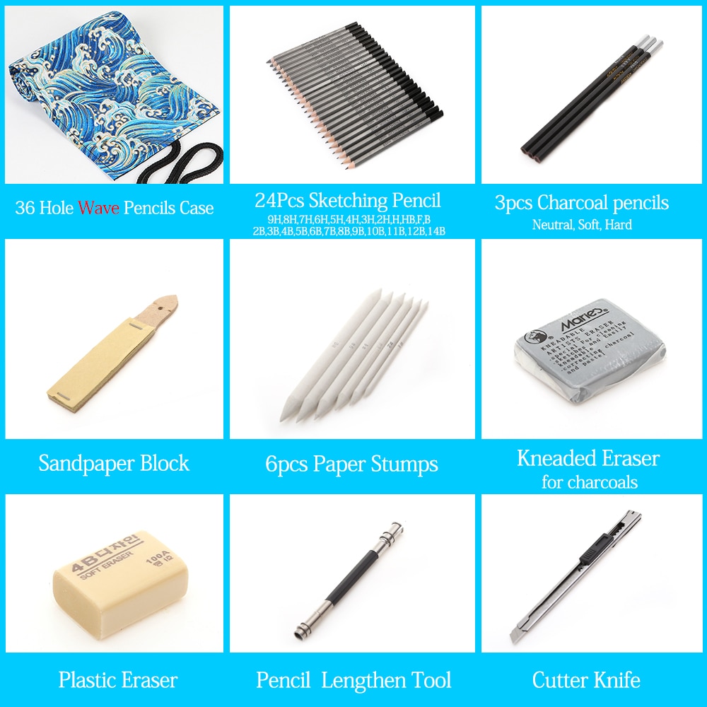 27/39pcs Professional Sketch Tool and Pencil Kits