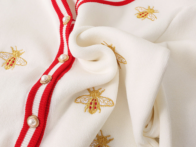 Preppy Bee Embroidered Cardigan