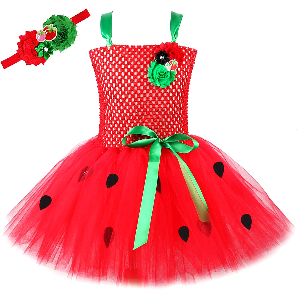 Red Sweet Strawberry Tutu Dress Halloween Costumes