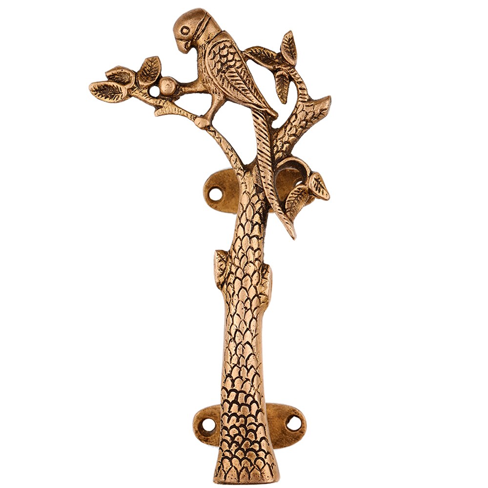Parrot in a Tree Brass Door Pull Handmade Hardware