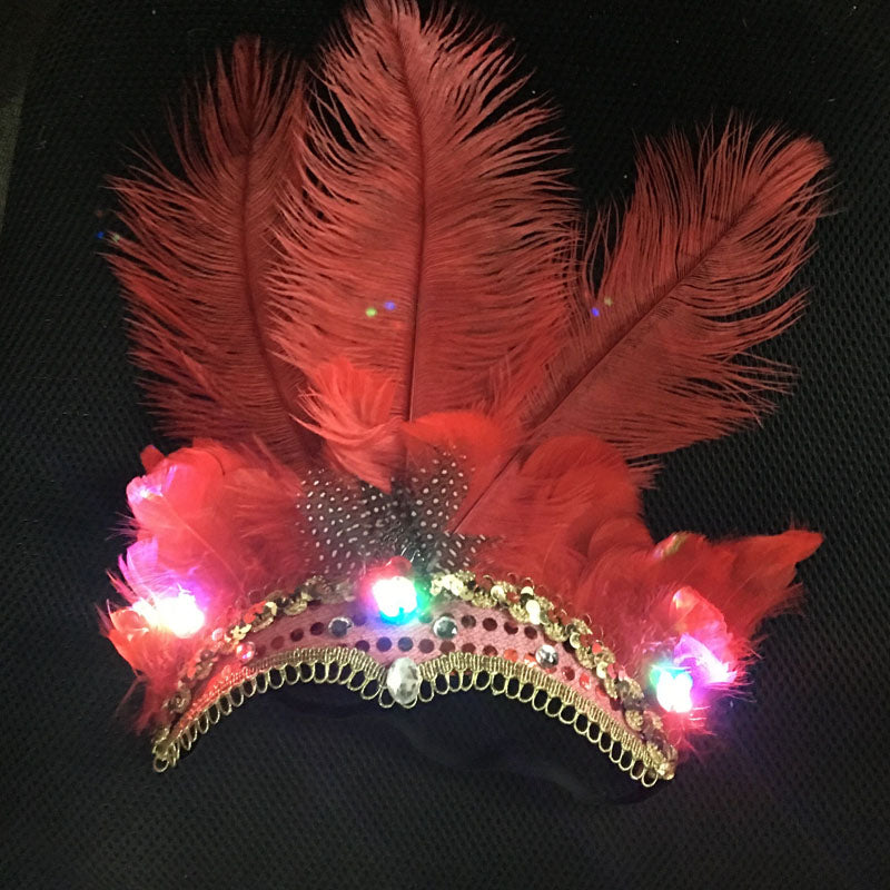LED Light Carnival Feather Headband Mardi Gras Costume
