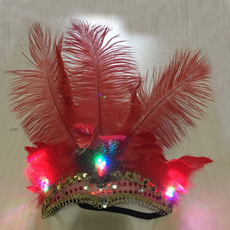 LED Light Carnival Feather Headband Mardi Gras Costume