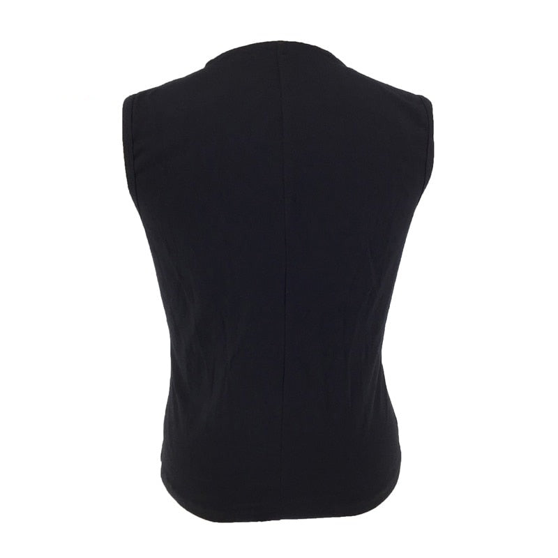Steampunk Pirate Vest Black Leather Lace Up Sleeveless Top