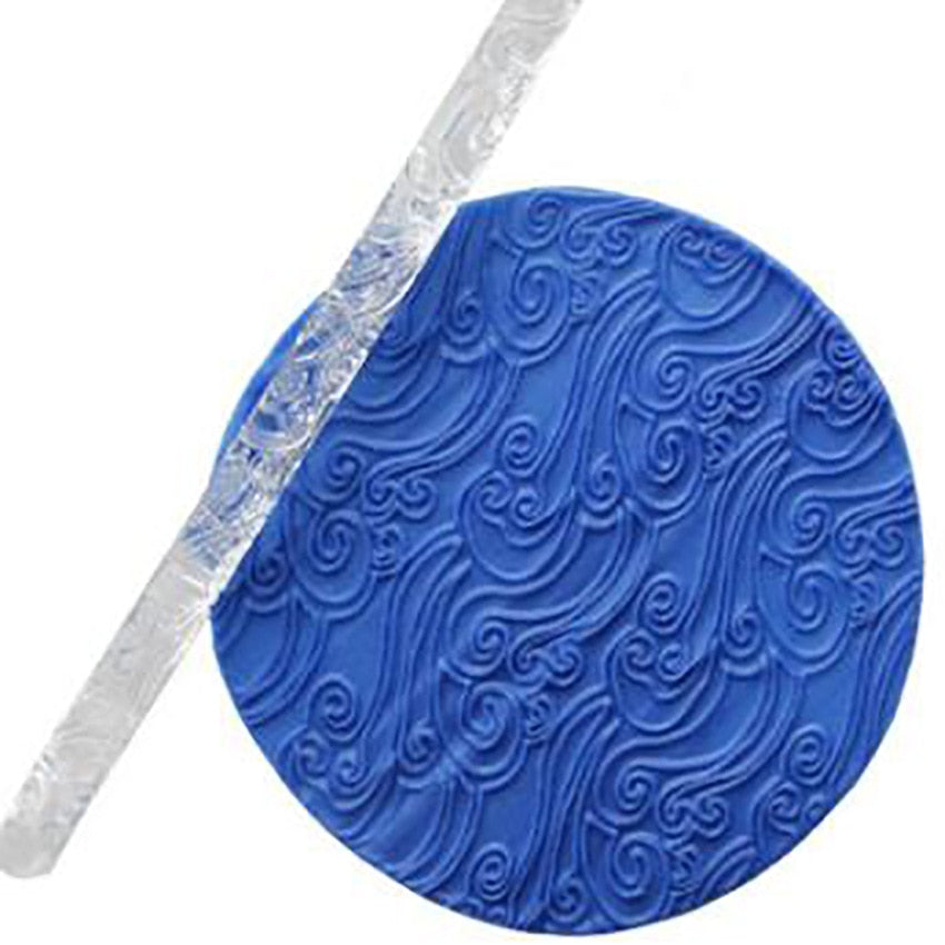 Wave Swirl Rolling Pin Polymer Clay Tool Pottery Embossing Tools