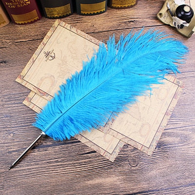 Ostrich Feather Quill Ballpoint Pen 11 Colours