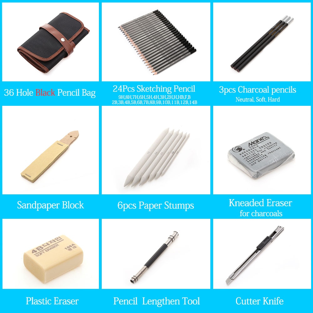 27/39pcs Professional Sketch Tool and Pencil Kits